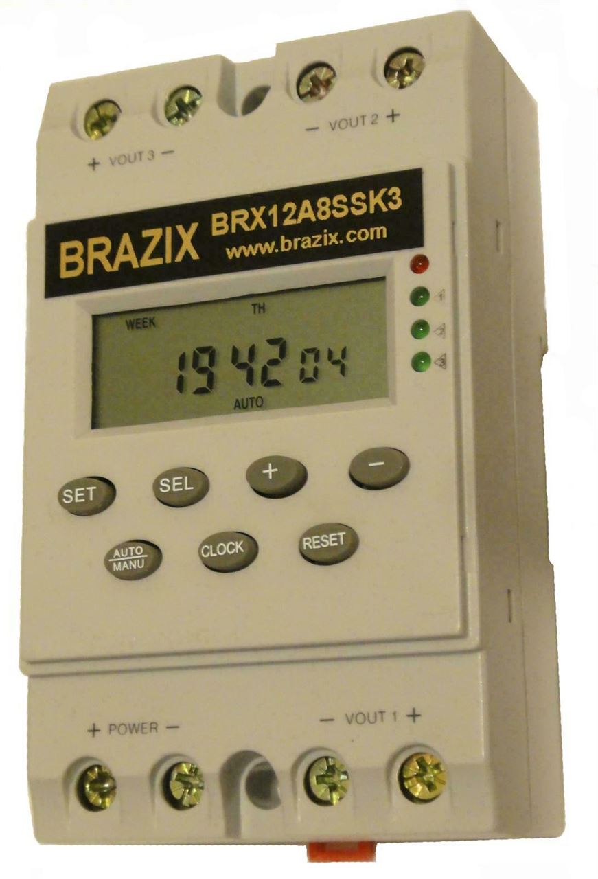 Programmable 12V DC Timer from 1 Second - 3 Channels 8 Amps/Ch - BRAZIX